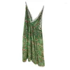 Casual Dresses Spring Sexy Green Floral Dress Camisole Temperament V-Neck spets Ruffled Sweet Vestidos Holiday Beach Party Födelsedag Y2K
