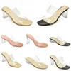 Extravasationskor Sandaler Kvinnor Summer High Heels Transparent Crystal Heel Bright Surface Black White Large Size