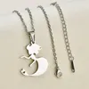 Pendant Necklaces Trendy Stainless Steel Mystical Mermaid Necklace Gold Silver Color Charm Heart Women Jewelry Collier Collare