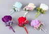 人工花の結婚式のブライダルブーケビーズブライドメイドグルームスマンコサージラベンダーレッドピンク紫色の白い青のシャンパンフラワーズ9621653