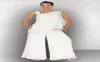 Mor till brud brudgummen pantdräkt ruched crystal plus size vit chiffong eleganta kvinnor formella bröllop gästklänningar6300105