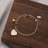 Link Bracelets 316L Stainless Steel Fashion Fine Jewelry Embed Natural Seashells Heartbeat Shape Of Love Charm Chain For Women