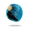 New Women Diamond African Headtie Pleated Turban Cap Muslim Jewely Hijab Bonnet Head Wrap Beanie Nigeria Wedding Party Cap