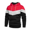 Autumn and Winter Blue Street Casual Sports Hoodie with Loose Side Seam Pockets and Color Blocking Youth Hoodie