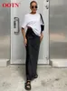 OOTN Elegant Satin Black Trumpet Skirts Fashion Slim High Waist Skirt Female 2023 Solid Office Long Spring Summer 240113