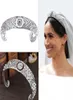 2020 Bescheiden Luxe Oostenrijkse Kristallen CZ Meghan Prinses Bruiloft Bruids Tiara Kroon Haaraccessoires Bruid Zilveren Hoofdband Fshion J9692896
