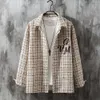 코트 남자 스프링과 가을 느슨한 핏 큰 한국 트렌디 한 지방 재킷 스타일 편지 인쇄 작은 향기로운 셔츠