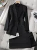 Pantaloni da donna a due pezzi da donna Business 2 Blazer Set giacca da donna a maniche lunghe pantaloni da donna completo di pantaloni blu viola nero abbigliamento da lavoro da ufficio