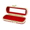 Cosmetic Bags Leather Mirror Case Box Diamond Textured Lip Makeup Carry Bag