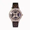 Great Quality Fashion Women Designer Wristwatches Full Diamonds Life Waterproof 30M Night Light Leather With Box Aaa Lady Quartz Watchs No417 6526