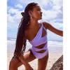 2024 Sexy Swimsuit Women Swimwear Push Up Bathing Suit Hollow Out Monokini Solid Padded Swimming 240113