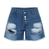 Women's Jeans Wide Leg For Woman Hollow Pocket Sexy Denim Shorts Women Stretch Flag Button Fashion Girls