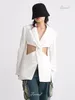 Tesco – costume Blazer tendance pour femmes, veste ajourée, manteau solide avec nœud, Streetwear, hauts de printemps 2024
