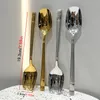 Spoons 2 Pcs Stainless Steel Spoon Gold Silver Creativity Long Handle Tablespoon Good Looks Scoop Korean Style Tableware Meal