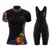 Fancy Patroon Vrouwen Zomer Wielertrui Set Bib Shorts MTB Ropa Ciclismo Ademende Sportkleding Kleding Sets 240113