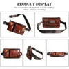 Waist Bags Real Cow Leather Men Vintage Travel Fanny Belt Bag Chest Pack Sling Design Phone Cigarette Case Pouch Male 8135r