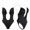 Sexy completo bodyshaper sutiã feminino profundo v conversível sutiã tanga shapewear sem costas invisível push up roupa interior emagrecimento bodysuit 240113