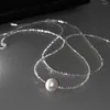 Chains Bling Multi Layered Necklace Simple Trendy Design For Women Pearls Beaded Party Jewelry Gift