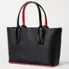 24SS Casual Tote Women väskor Cabata Mini Tote Bag Grained Calf Leather Spiked Texturaly-Leather Tote Evening Bag Hand Väskor