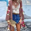 WeHello 2023 Summer Bohemian Casual Cloak Cardigan for Swimsuit woman Beach Swimwear Tops Long Sleeved Shawl Chiffon Shirt 240113