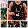 Personalizado Miami Hurricanes Basketball Jersey NCAA Stitched Jersey Qualquer Nome Número Homens Mulheres Juventude Bordado 7 Kyshawn George 15 Norchad Omier 2 Carson Mastin