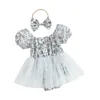 Zestawy odzieży niemowlę dziewczynki księżniczka romper sukienka Puff Short Rleeve Tiul Tutu Tutu Ogólne urodziny