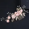 Headpieces nupcial cabelo jóias pente artificial flor e folha cocar com dentes lisos para vestido penteado fazendo ferramenta