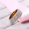 Hip Hop Ice Out Bling Voller Strass Damen Ring Goldene Farbe 14k Gelbgold Ringe für Männer Frauen Modeschmuck Anel