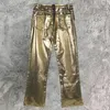 Jeans masculinos Spring Laser Gold escuro para homens e mulheres streetwear 2024 Calças elásticas casuais Trendy Dance Club Vaqueros Hombre