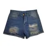 2023 Summer denim kort mode rippade hål rullade jeans shorts byxor med fickor streetwear kvinnlig casual 240113