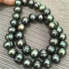 Halsband 1112mm ärtgrön barock pärlhalsband 18 tum teardrop felfri underbara fascinerande naturliga eleganta diy aaa kvinnor