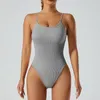 Women's Tracksuits 2024 Seamless Knit One-Piece Yoga Jumpsuit Thread Sexy Hip Lift Shaper High Elastic Length