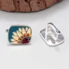 Pendientes colgantes MeiBaPJ S925 plata esterlina pequeña margarita cuadrada tecnología de pegamento que cae hebilla de oreja joyería de bodas de moda fina para mujeres