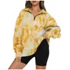 2023 best-selling women's tie dyed plush hoodie loose pocket less top