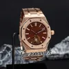 K8F 41 mm 26730 Selfining Tourbillon Automatyczne męskie zegarek Matled Brown Hammer Dial Rose Gold Bransoletka Bransoletka Nowe zegarki TimeZoneWatch Z11A