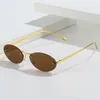 Güneş gözlüğü Çıkarılmaz metal oval kadınlar y2k küçük güneş gözlükleri lüks tasarım vintage punk erkek kadın tonları lunette de sol