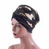 Roupas étnicas Árabe Muçulmano Mulheres Imprimir Headscarf Cap Soft Velvet Turban Chapéus Estilo Africano Feminino Stretch Wraps Headwear Bonnets Party