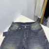 Homens de luxo jeans designer jeans mens mulheres moda carta calças gráficas casuais high end lavagem pesada estiramento magro perna pequena denim