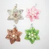 ペンダントネックレスチャーム50x50mmブラックブラウンピンクグリーンシェル刻まれた花の花チェーンネックレス1PCS