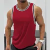 Men's Tank Tops Simple Men Fitness Vest Polyester Slim Fit Contrast Color Sleeveless Sport Quick Drying For Gym