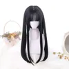 AOSI LONG STRAINT HAIR BLACK合成ロリータ女性ファッション女性コスプレパーティークリスマス240113