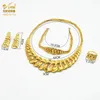 Halsband Etiopiska smycken Set Women Gold Color Dubai Jewellery African Bridal Necklace and Earrings Wedding Collection Big Nigerian