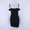 Casual Dresses Women Pom Lace Up Bodycon Dress Solid Sexy Braces 2024 Summer Party Cwd0013-5