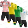 Frankrijk TDF Leider Wielertrui Set Geel Groen Wit Polka Dot Kleding Racefiets Shirt Pak Bib Shorts Maillot 240113