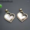 Pendant Necklaces High Quality Gold Color Paved Cubic Zircon Bead Heart Shape For DIY Fashion Necklace Jewelry Making 10pcs/lot