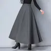 Gonna lunga di lana da donna invernale Moda vita alta Gonne di lana di base Donna Casual spessa calda elastica ALine Maxi O839 240113