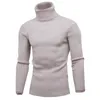 Outono inverno camisola de gola alta masculina cor sólida casual lã malha pullovers masculino fino ajuste pulôver roupas 240113