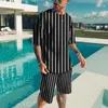 Herren T Shirts 2024 Sommer Mode Zweiteilige Set Kurzarm Shorts Lose Plaid Print Einfache Outdoor Täglich Casual Sweatshirt