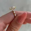 Bague Solitaire à quatre griffes en or jaune pur 18 carats, personnalisée, 3ct, taille poire, 8x12mm, Dcolor VVS, diamant Moissanite, 2023