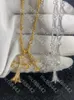 Collana a doppia croce di tendenza alla moda da donna con ciondolo in oro di lusso leggero per uomini e amanti collari 4g4t
